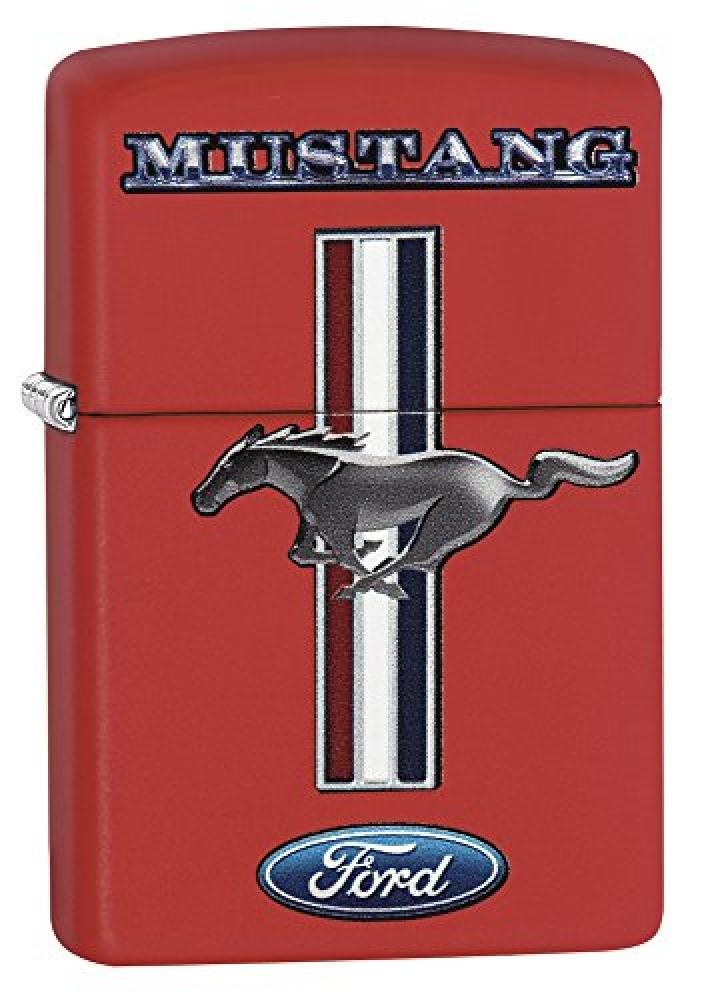 (TG. One Size) Zippo Ford Mustang Lighter, Metal, Red, One Size - NUOVO