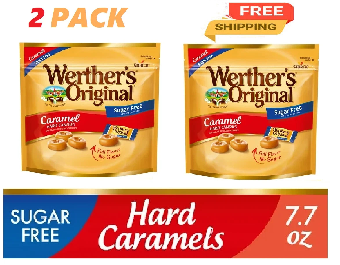 Werther's Original Hard Sugar Free Caramel Candy, 7.7 oz PACK OF 2