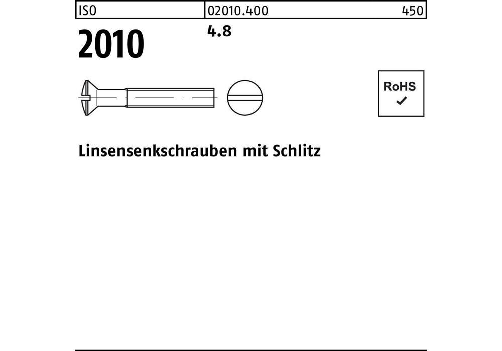 Reyher Linsensenkschraube ISO 2010 m.Schlitz M 2,5 x 8 4,8