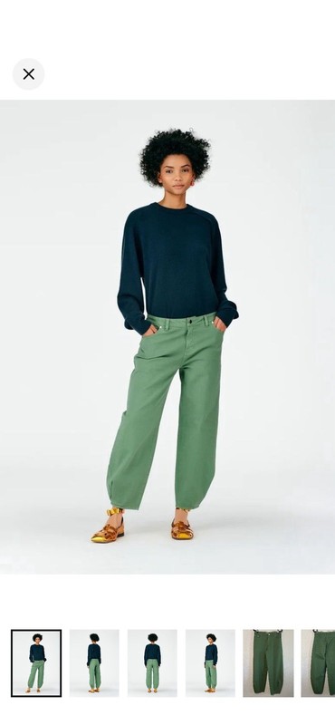 Tibi Pants Ankle Cropped Green Denim