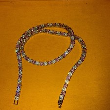 13.7 Carat Pink Lab Diamond Pear Tennis Necklace 18 inch Platinum Plated 925