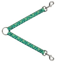 Dog Leash Splitter Palm Leaves Stacked Pastel Greens (Us Import)
