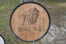 Buffalo Trace Bourbon Whiskey Barrel Lid/Head with Outside Metal Ring and Staves