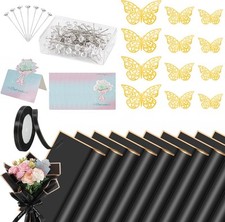 "20 Sheets Flower Wrapping Paper Bouquet Wrapping Paper Waterproof with 10 Pcs G