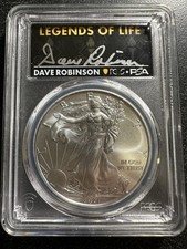 2021 American Silver Eagle Type 1 PCGS MS70 Legends of Life Dave Robinson Signed