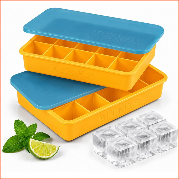EiswüRfelbehäLter Silikon 2Er Set Mit Deckel Bpa-Frei 30 EiswüRfel 3X3 Cm Party-image