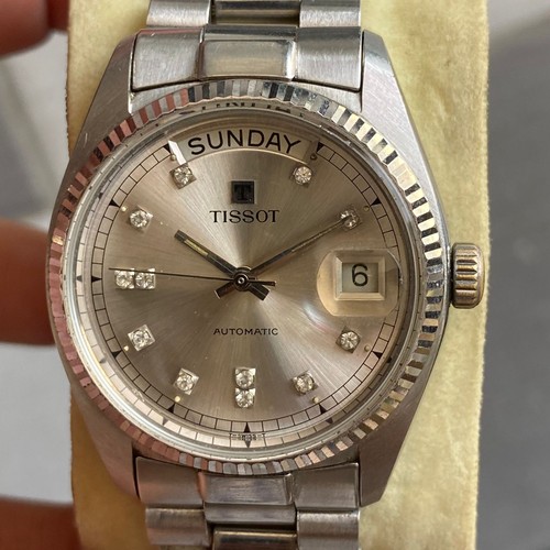 Rare Tissot President Automatic DIamond Index Silver Dial Watch Swiss Vintage - Picture 2 of 9
