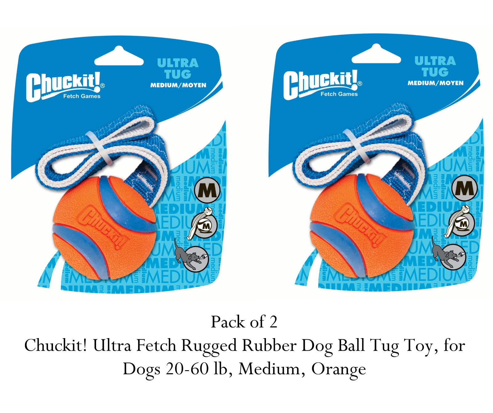 Chuckit! Ultra Ball Dog Toy - Medium Bouncy Fetch Balls For Dogs 20-60 lbs - Mad