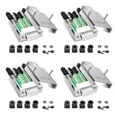 4PCS DB9 Female Metal Shell Solderless Connector, RS232 D-SUB Serial to 9-pin...