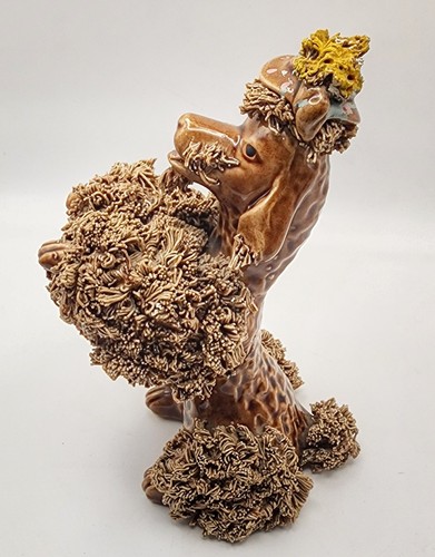 VINTAGE 1950s Spaghetti Poodle Dog Figurines Pair KITSCH Brown & Blue Beret MCM - Picture 13 of 19