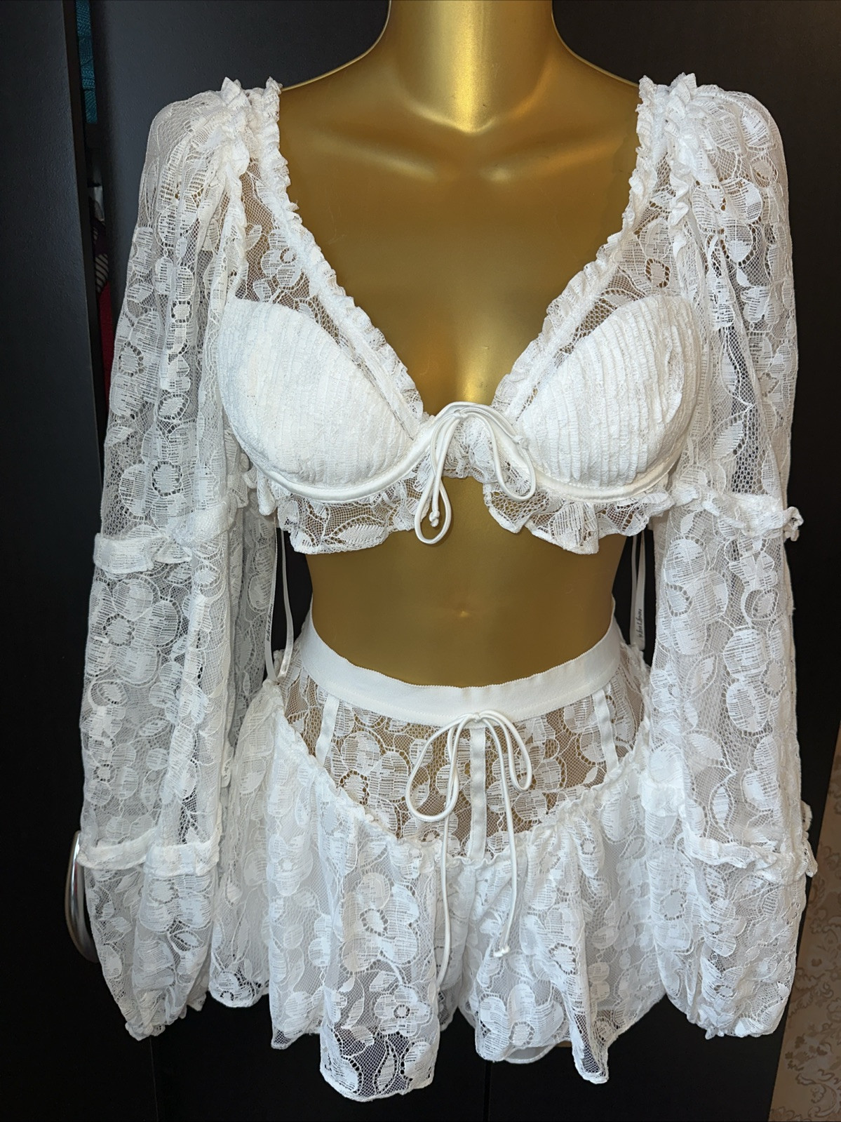 For love and lemons Daniela White Top Only Small Coquette Delicate Dainty