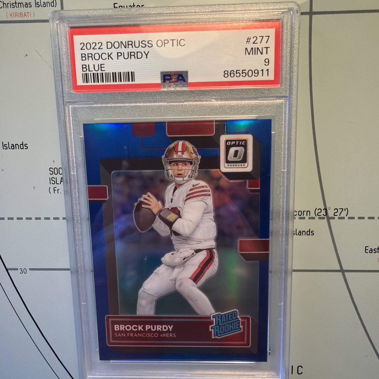 2022 Donruss Optic Rated Rookie - Blue #277 Brock Purdy /179 PSA 9
