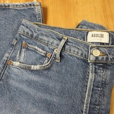 AGOLDE Riley High Rise Straight Crop Jeans Sz 30 Stretch Denim A056B Button Fly