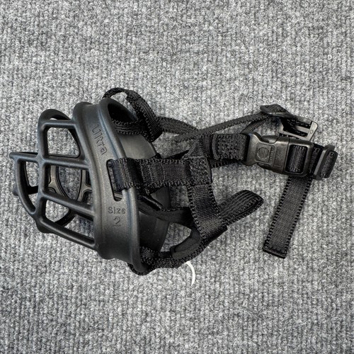 Baskerville Ultra Dog Muzzle Size 2 Black Rubber Basket Adjustable Straps Pet