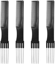 4 pcs Friseur-Stielkamm, Toupierkamm Gabelkam...