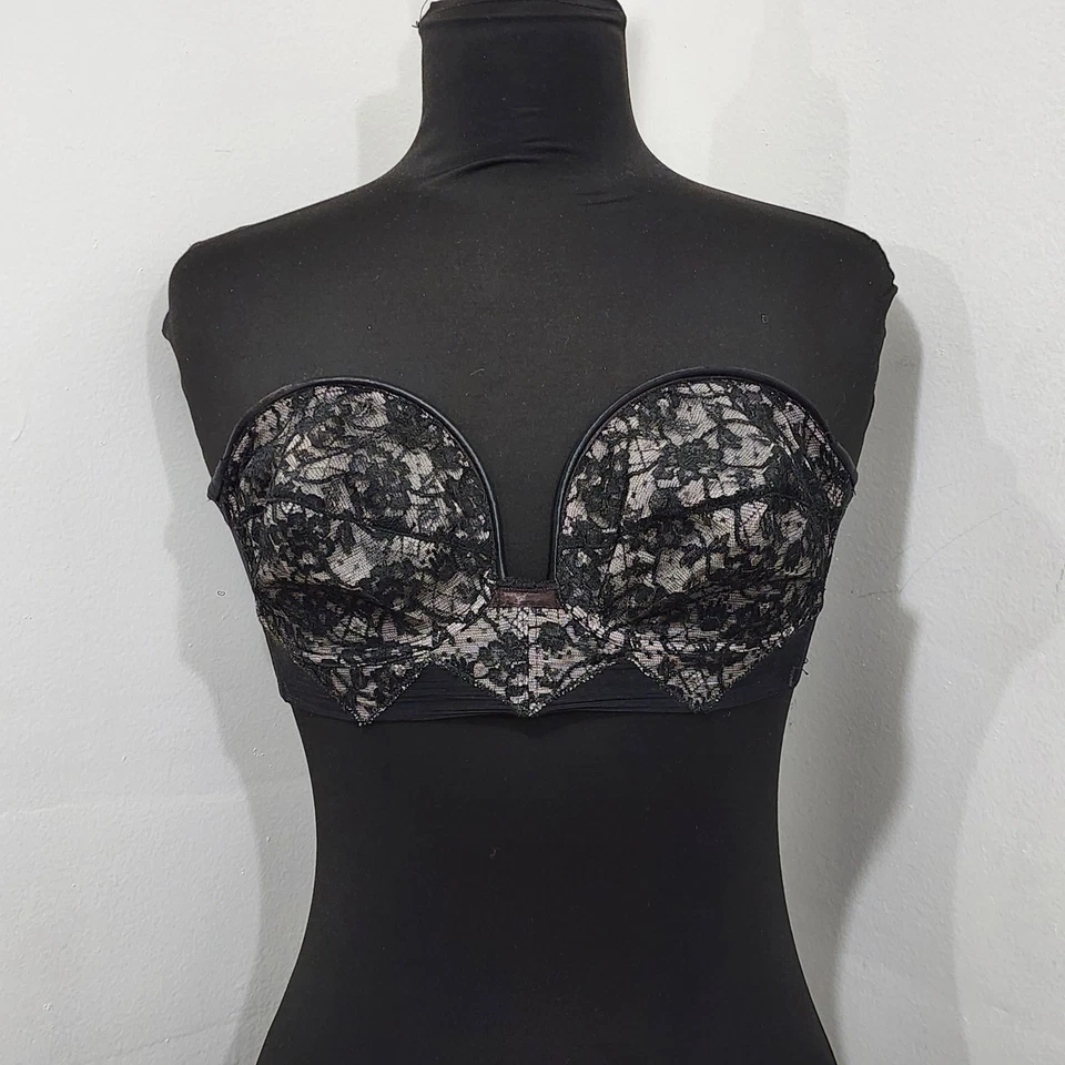 Lady Marlene 50s 线圈黑色蕾丝无肩带文胸滑稽内衣海报 36B — 第 2/4 张图片