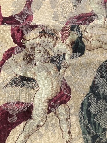 Vintage Cherub Angel Damask Tablecloth & 4 Napkins -Oval- Romantic Decor - Picture 12 of 15