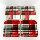 Ciroa Set of 4 Square Tid Bit Appetizer Plates Red Plaid Holiday