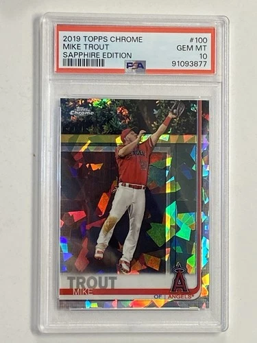 2019 Topps Chrome Sapphire Mike Trout #100 Refractor Angels PSA 10