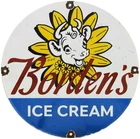 VINTAGE BORDENS ICE CREAM PORCELAIN SIGN DAIRY QUEEN COW FARM GAS PUMP