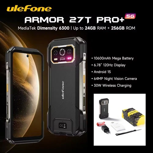 Ulefone Armor 27T Pro+ 5G Thermal lmaging Rugged Phone 6.78" 10600mAh Android 15