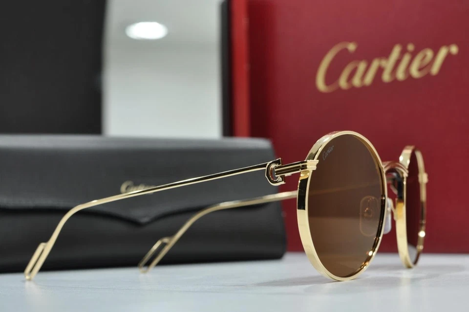 Gafas de sol Cartier vintage marco redondo gafas luneta doradas suela occhiali da Foto 2 de 4