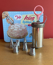 Vintage Tala icing syringe set complete with nozzles tin retro baking kitchen