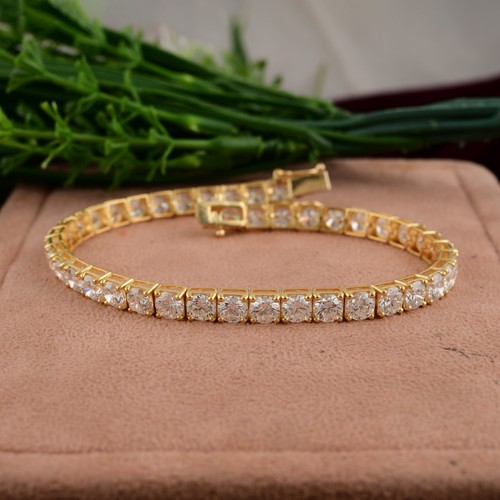 5.00 ct. Lab Grown CVD Diamond Tennis Bracelet 14k Yellow Solid Gold Jewelry 7" - Picture 8 of 13
