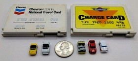 Galoob Micro Machines Lot - 5 Mini Cars & 2 Credit Card Playsets