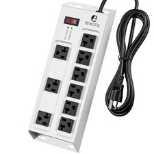 Magnetic Heavy Duty 20A Power Strip with Surge Protector, 9-Outlet Metal Junctio
