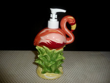 CERAMIC PINK FLAMINGO PUMP HAND SOAP  DISPENSER  BY "HOME"