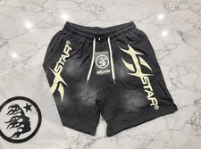 Hellstar Men&rsquo;s Athletic Shorts Black Graphic Logo Fleece Drawstring