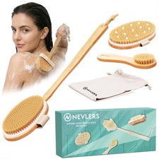 Natural Boar Bristle Dry Brushing Body Brush 4-Piece Set