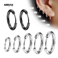 1Pair Men Women Stainless Steel Huggie Earrings Cartilage Lip Piercing Nose Hoop