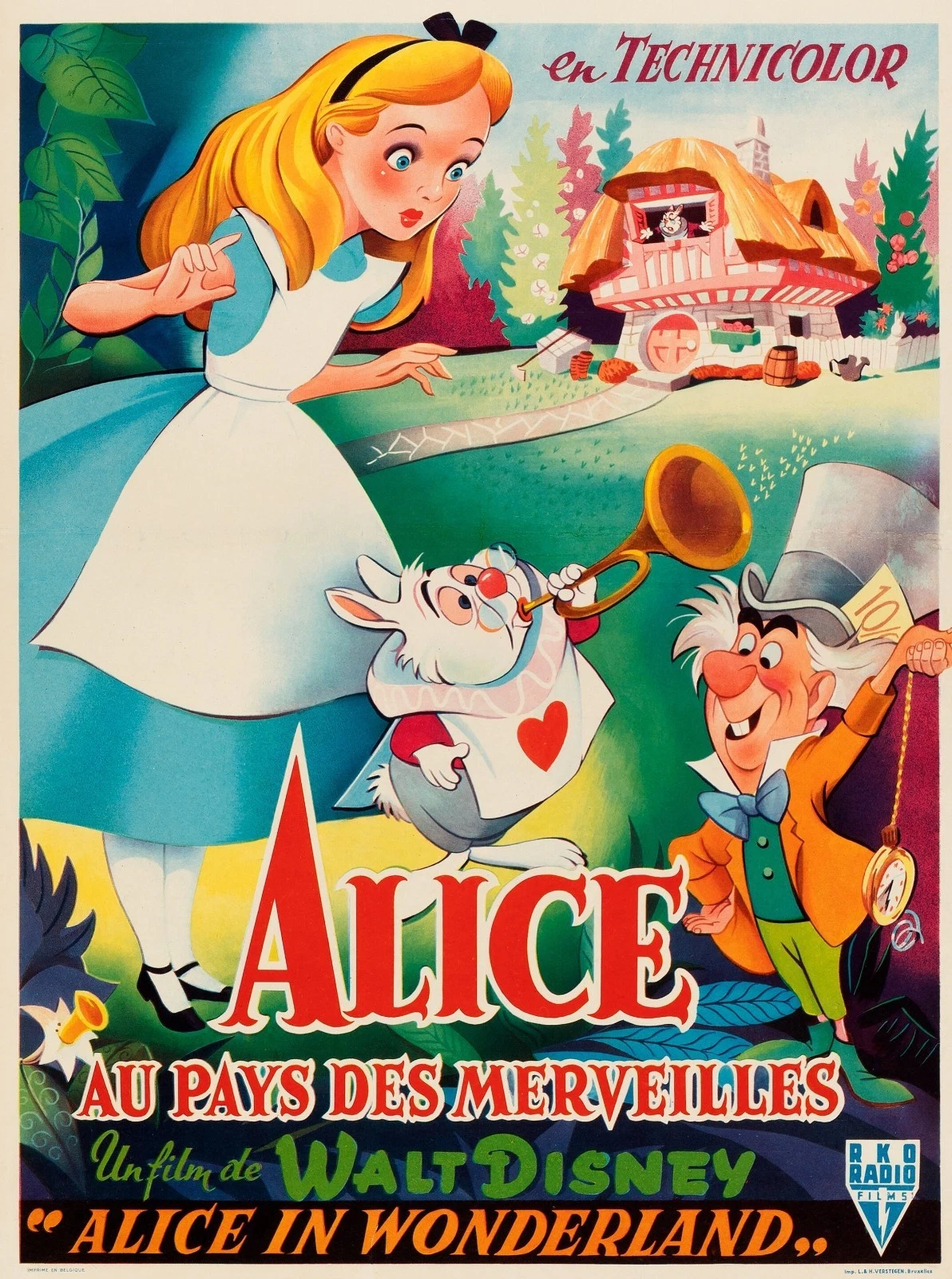 1951 Disney Alice in Wonderland Movie Poster Mad Hatter Tea Party