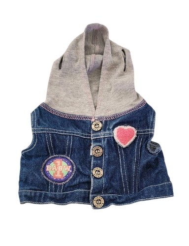 Build-a-Bear Workshop BABW Denim Weste mit Kapuze Herz