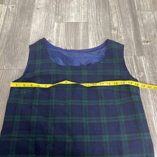 Vintage Wollpullover Kleid Schottenkaro blau grün kariert Damen S/M gefüttert Midi - Bild 5 von 8