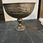 Vintage Silver/Plate Pedestal Fruit Bowl with Ornate Flower Design - Unmarked