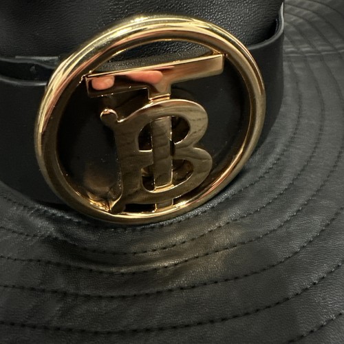 Authentic NEW BURBERRY UNI Black SAHARA TB Motif Leather Belted Bucket Hat M - Bild 9 von 15