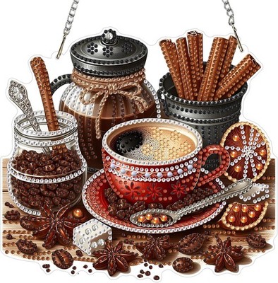 Kaffee Küchenutensilien Diamond Art hängende Sets für Erwachsene mit Kette, speziell 