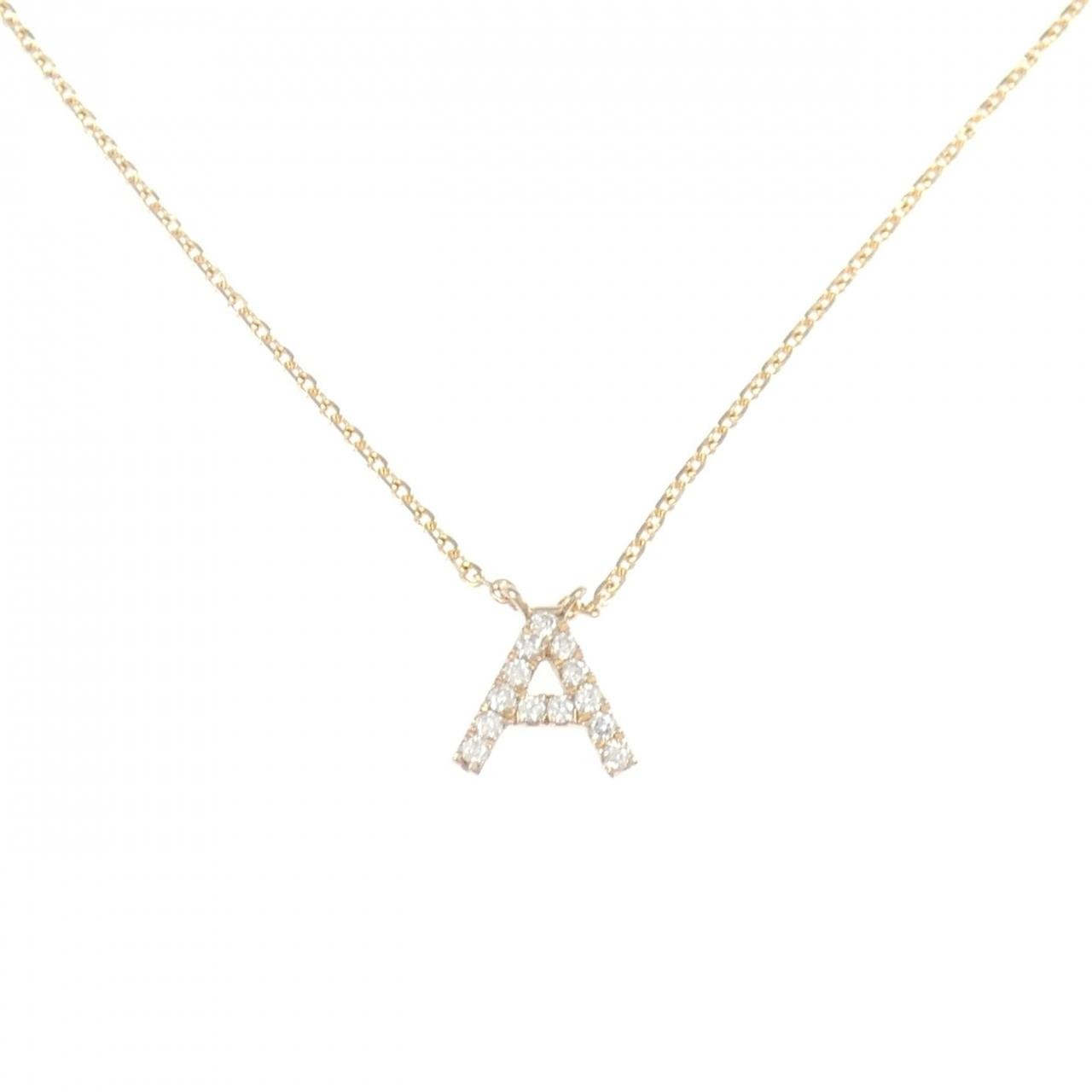 Authentic K18PG Initial A Diamond Necklace 0.06CT #270-004-289-6033