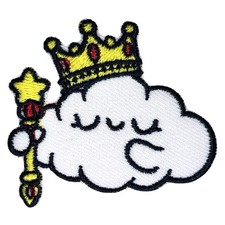 Kawaii Cloud Crown Iron On Patch Cute Embroidered Applique DIY Jacket Backpack