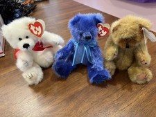 Ty Attic Treasures 1993 Set Of 3 Jointed Bears. River, Amor , And Cody. With Tag