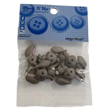Dress It Up Hop Hop! Buttons - Grey Whitetail Bunny Rabbits Cute Barnyard 191