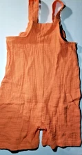 Girl's Romper Orange Gauze Textured Design Pockets Adjustable New Size Large 