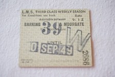 1949 LMS Barking & Moorgate Railway Train Ticket