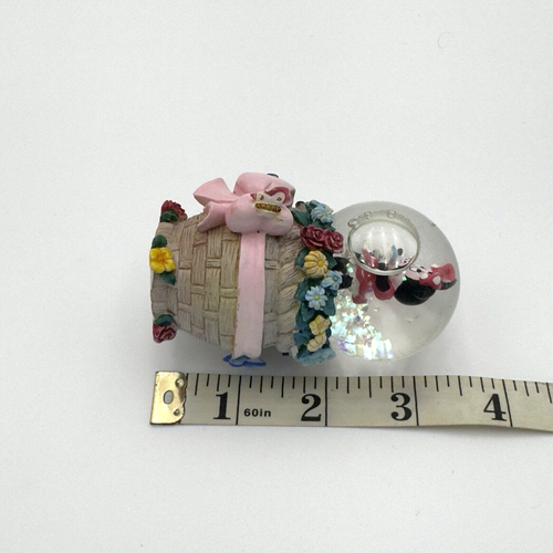 Disney Parks Minnie Mouse Mini Snow Globe Flowers Butterflies Bow Figurine 3.25" - Picture 12 of 14