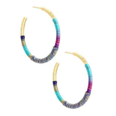 Kendra Scott Masie Paracord Large Hoop Earrings, Mint Mix