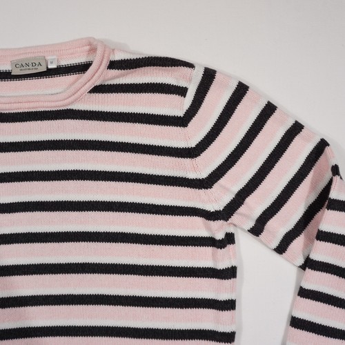 Jersey mujer Canda talla M rosa gris blanco rayas cuello redondo punto fino jersey - Imagen 5 de 21