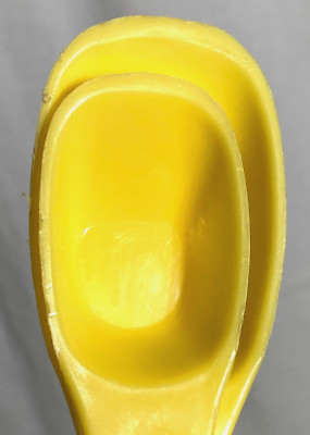 Vntg Unbranded Plastic  Measuring Spoon Set on Ring - 6 pc Yellow #2236 3